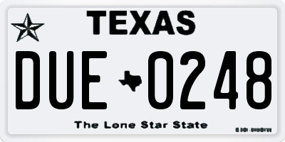 TX license plate DUE0248
