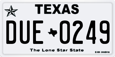 TX license plate DUE0249