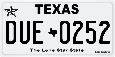 TX license plate DUE0252