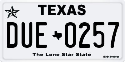 TX license plate DUE0257