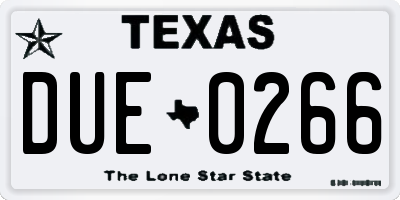 TX license plate DUE0266