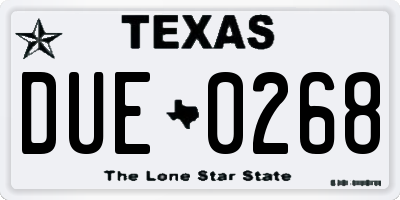 TX license plate DUE0268