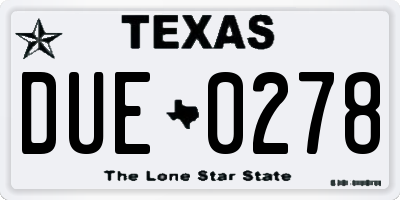 TX license plate DUE0278