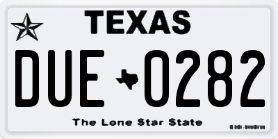 TX license plate DUE0282