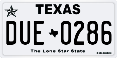 TX license plate DUE0286
