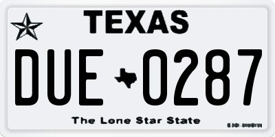 TX license plate DUE0287