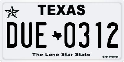TX license plate DUE0312