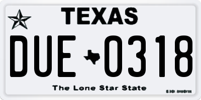 TX license plate DUE0318