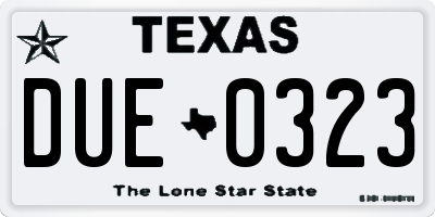 TX license plate DUE0323