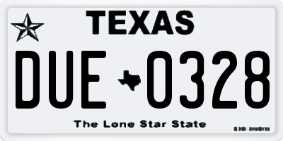 TX license plate DUE0328