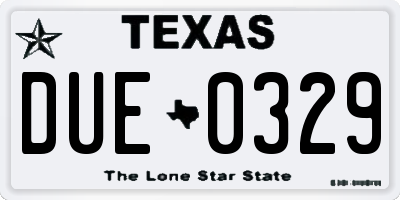 TX license plate DUE0329