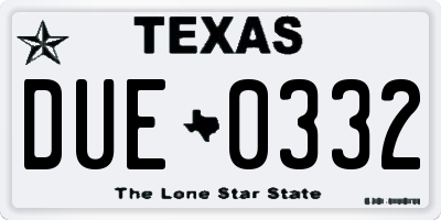 TX license plate DUE0332