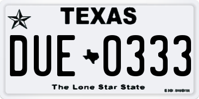 TX license plate DUE0333