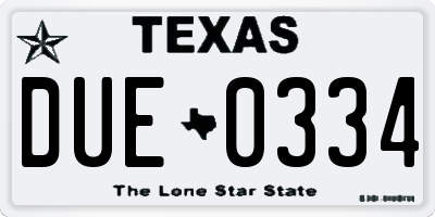 TX license plate DUE0334