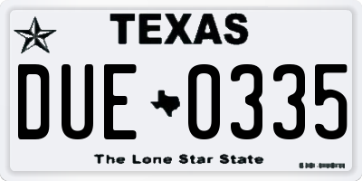 TX license plate DUE0335