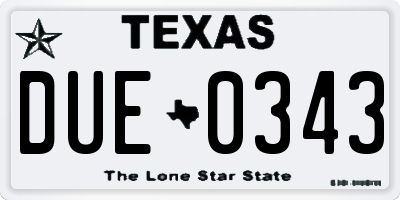 TX license plate DUE0343