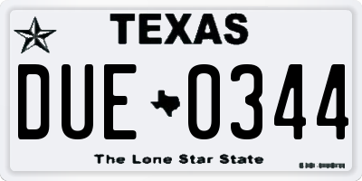TX license plate DUE0344