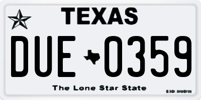 TX license plate DUE0359