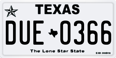 TX license plate DUE0366