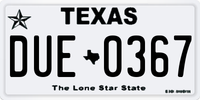 TX license plate DUE0367