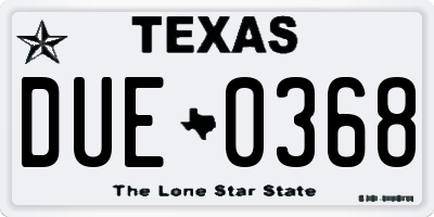 TX license plate DUE0368