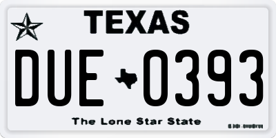 TX license plate DUE0393