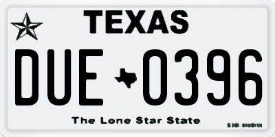 TX license plate DUE0396