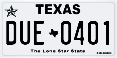 TX license plate DUE0401