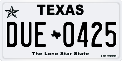 TX license plate DUE0425