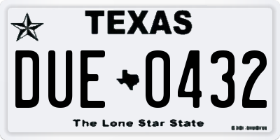 TX license plate DUE0432