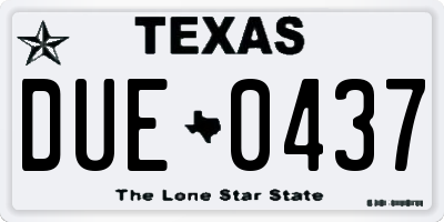 TX license plate DUE0437