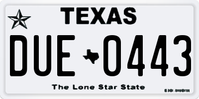 TX license plate DUE0443