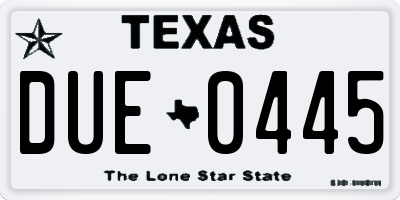 TX license plate DUE0445