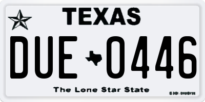 TX license plate DUE0446