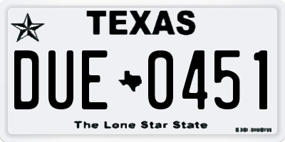 TX license plate DUE0451