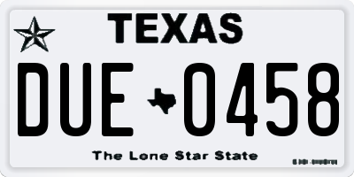 TX license plate DUE0458