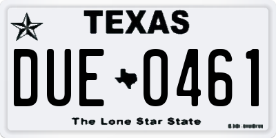 TX license plate DUE0461