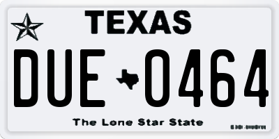 TX license plate DUE0464