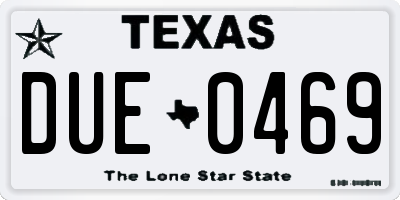 TX license plate DUE0469