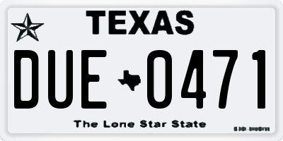 TX license plate DUE0471