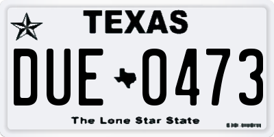 TX license plate DUE0473