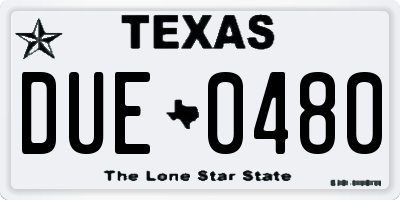 TX license plate DUE0480