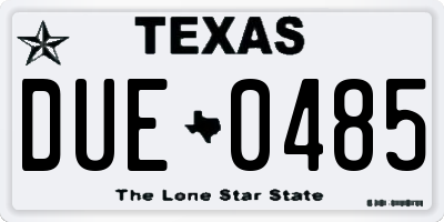 TX license plate DUE0485