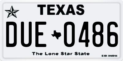TX license plate DUE0486