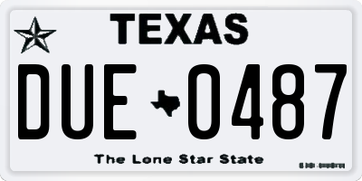 TX license plate DUE0487