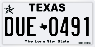 TX license plate DUE0491