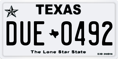 TX license plate DUE0492