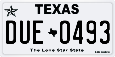 TX license plate DUE0493