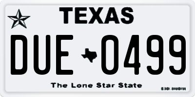 TX license plate DUE0499