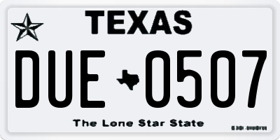 TX license plate DUE0507